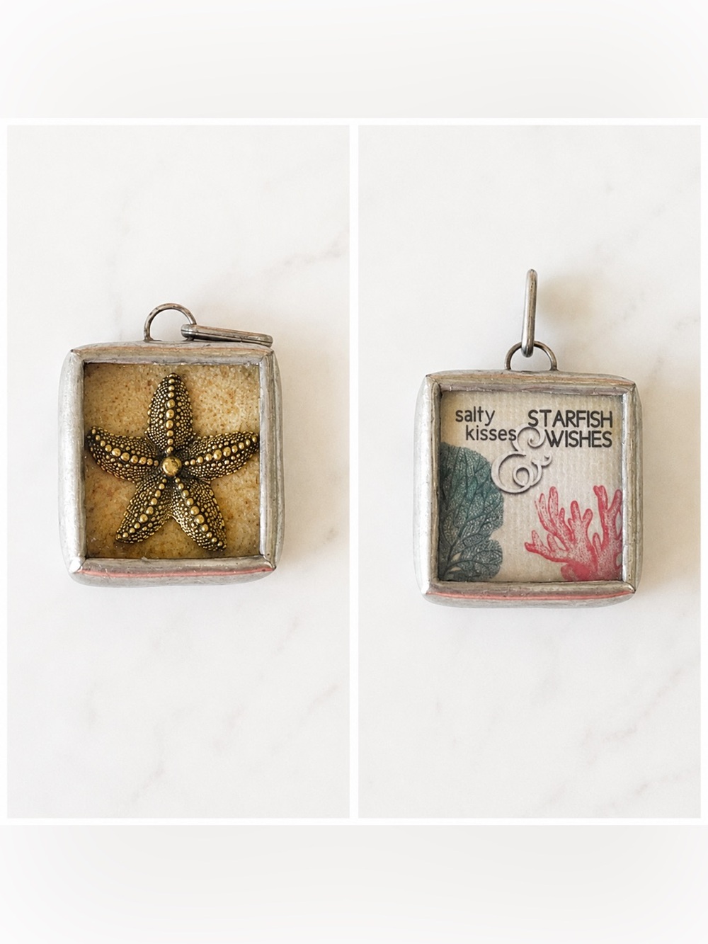 Jewel Kade Reversible Starfish Charm Pendant Salty Kisses Starfish Wishes 1”x 1”